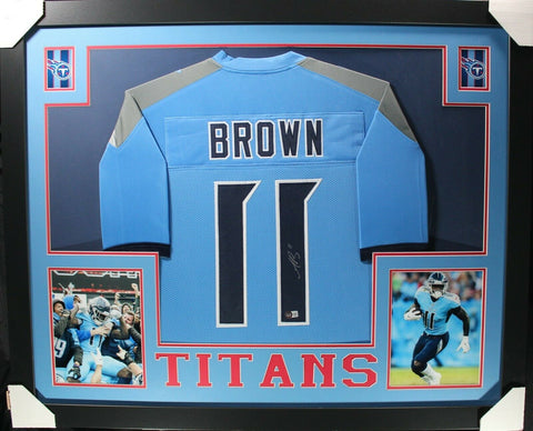 A.J. BROWN (Titans light blue SKYLINE) Signed Autographed Framed Jersey Beckett