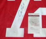 JOE THOMAS AUTOGRAPHED SIGNED WISCONSIN BADGERS #72 RED JERSEY JSA