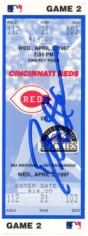 Deion Sanders Signed Cincinnati Reds 4/2/1997 vs Rockies Ticket BAS 37190