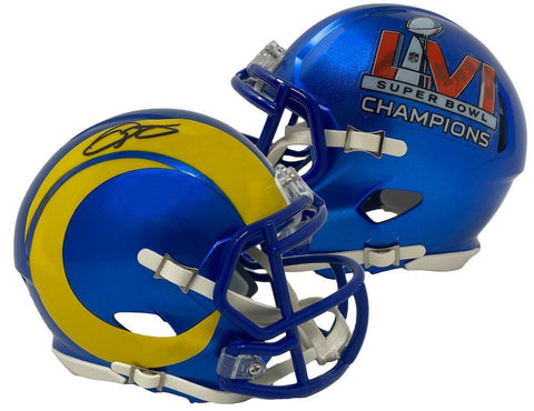 ODELL BECKHAM Jr. Autographed Rams Champs Logo Mini Speed Helmet FANATICS
