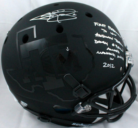 Johnny Manziel Signed Texas A&M Schutt F/S Black Helmet w/Insc.-Beckett W Holo