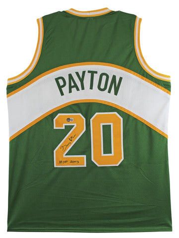 Gary Payton "HOF 2013" Authentic Signed Green Pro Style Jersey BAS Witnessed