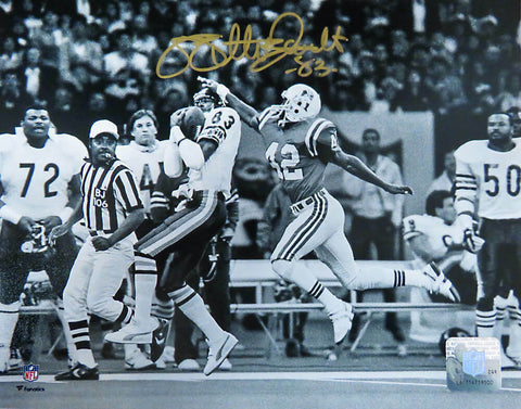 Willie Gault Signed Chicago Bears Super Bowl XX Catch B&W 8x10 Photo - SCHWARTZ