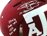 Johnny Manziel Signed A&M Maroon Speed Authentic F/S Helmet w/6 Insc- JSA W Auth