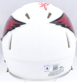 Kurt Warner Autographed Cardinals Flat White Speed Mini Helmet-Beckett W Holo