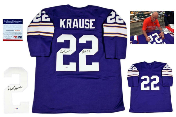 Paul Krause Autographed SIGNED Jersey - PSA/DNA Authentic with Photo - Purple