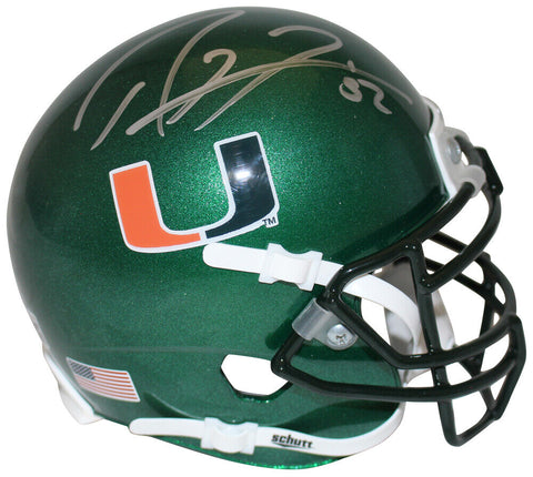 Ray Lewis Autographed Miami Hurricanes Green Schutt Mini Helmet Beckett 36218
