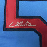 Autographed/Signed WILLIE MCGEE St. Louis Blue Baseball Jersey JSA COA Auto