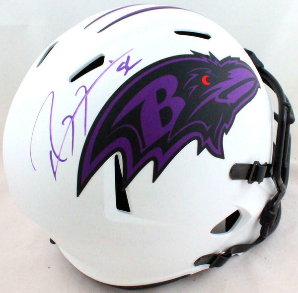 Ray Lewis Autographed Baltimore Ravens Lunar Speed Helmet- Beckett W *Purple