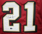Frank Gore Autographed/Signed Pro Style Red XL Jersey Beckett BAS 33974