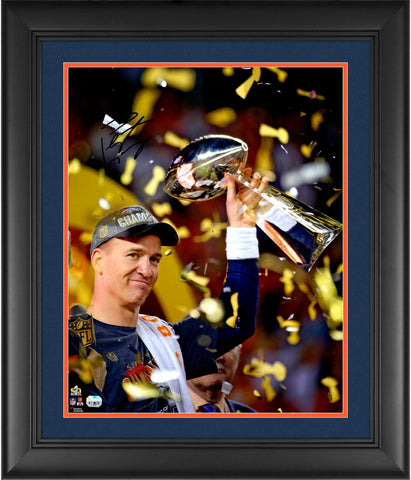 Peyton Manning Broncos Framed Signed 16x20 SB50 Champs Celebrate Photo