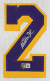 Magic Johnson Authentic Signed White Pro Style Jersey Autographed BAS Witnessed