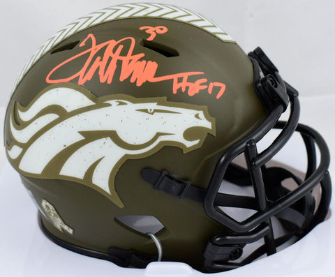 Terrell Davis Signed Broncos Salute to Service Speed Mini Helmet w/HOF- BAW Holo