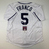 Autographed/Signed Wander Franco Tampa Bay White Baseball Jersey JSA COA Auto
