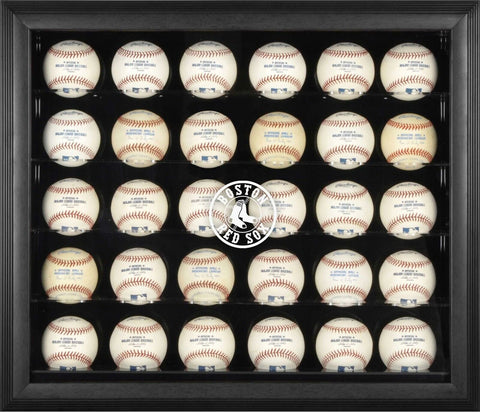 Red Sox Engraved Logo Black Framed 30-Ball Display Case-Fanatics