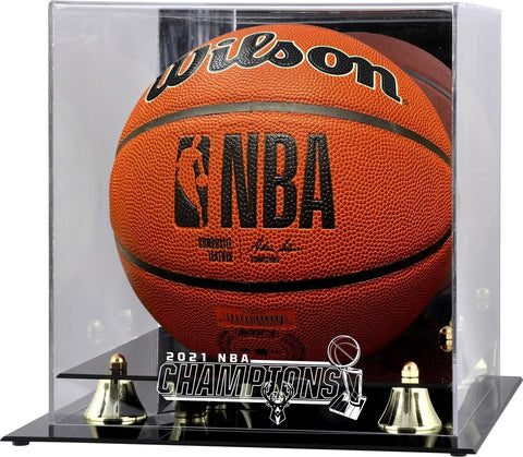 Bucks Gold Classic 2021 Finals Champ Logo Basketball Display Case w/Mirror Back