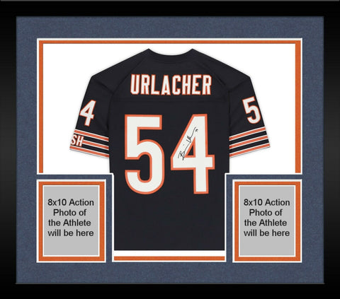 Framed Brian Urlacher Chicago Bears Signed Navy Mitchell & Ness Replica Jersey