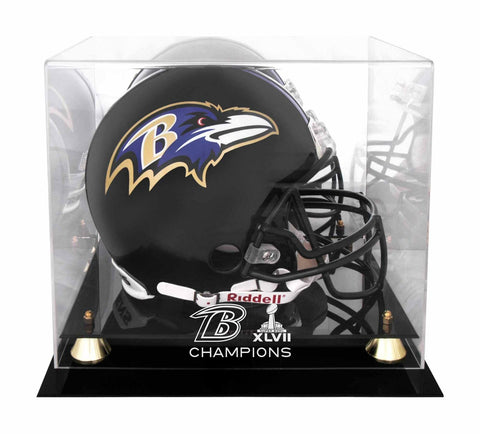 Baltimore Ravens Super Bowl XLVII Champs Golden Classic Helmet Logo Display Case