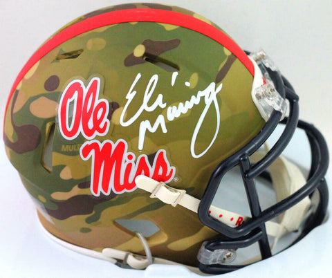 Eli Manning Autographed Ole Miss Rebels Camo Speed Mini Helmet- Fanatics W*White
