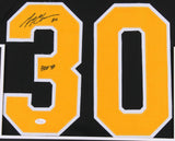 Gerry Cheevers Signed Bruins 35x43 Custom Framed Jersey Inscribed " HOF 85"/ JSA