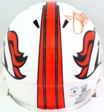 Terrell Davis Autographed Broncos Flat White Mini Helmet w HOF- Beckett W*Orange