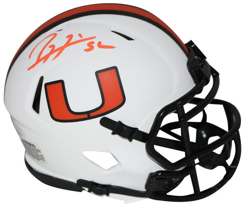 Ray Lewis Autographed/Signed Miami Hurricanes Lunar Mini Helmet JSA 33750