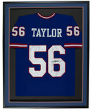 Lawrence Taylor Signed Framed 36x42 Custom Blue Pro Style Football Jersey JSA