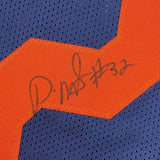 FRAMED Autographed/Signed DAVID MONTGOMERY 33x42 Retro Blue Jersey JSA COA