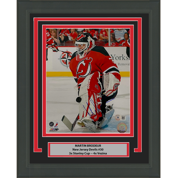 Framed Autographed/Signed Martin Brodeur New Jersey Devils 8x10 Photo BAS COA #5
