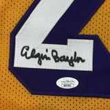 Framed Autographed/Signed Elgin Baylor 33x42 Los Angeles Yellow Jersey JSA COA