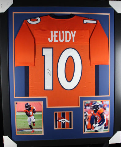 JERRY JEUDY (Broncos orange TOWER) Signed Autographed Framed Jersey JSA