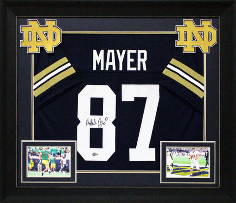 Notre Dame Michael Mayer Signed Navy Blue Pro Style Framed Jersey BAS Witnessed