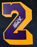 Magic Johnson Signed Lakers Fadeaway Black Mitchell & Ness Swingman Jsy-BAWHolo