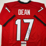 Autographed/Signed Nakobe Dean Georgia Red College Football Jersey JSA COA