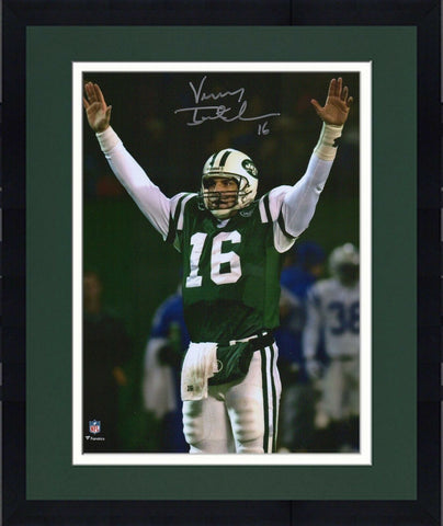 Framed Vinny Testaverde New York Jets Autographed 8" x 10" Arms Up Photograph