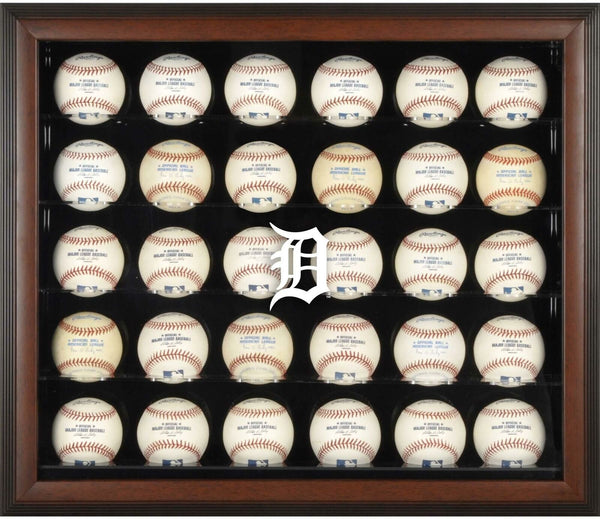Tigers Logo Brown Framed 30-Ball Display Case - Fanatics