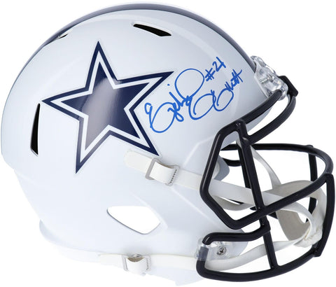 Ezekiel Elliott Dallas Cowboys Signed Flat White Alternate Speed Replica Helmet