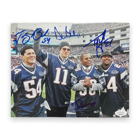 Tedy Bruschi, Drew Bledsoe, Troy Brown & Ty Law Signed Auto 8x10 Photograph JSA