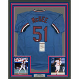 FRAMED Autographed/Signed WILLIE MCGEE 33x42 St. Louis Blue Jersey JSA COA Auto