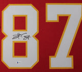 TRAVIS KELCE (Chiefs red TOWER) Signed Autographed Framed Jersey Beckett