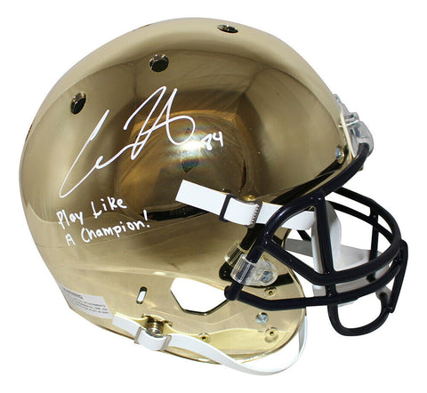 Cole Kmet Signed Notre Dame F/S Replica Helmet Play Like Champion BAS 30369