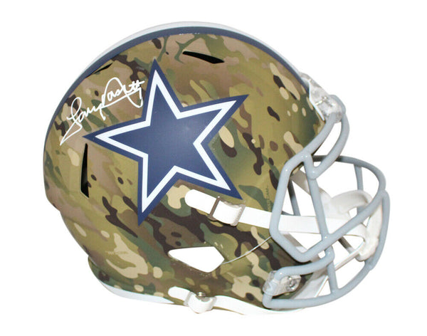 Tony Dorsett Autographed Dallas Cowboys F/S Camo Speed Helmet JSA 34015