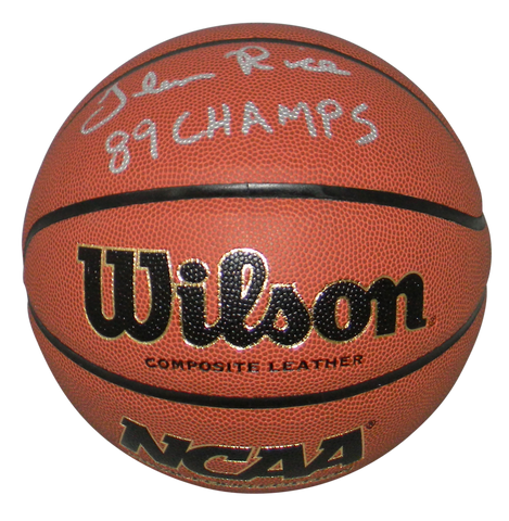 GLEN RICE SIGNED MICHIGAN WOLVERINES WILSON NCAA BASKETBALL BECKETT W/ 89 CHAMPS