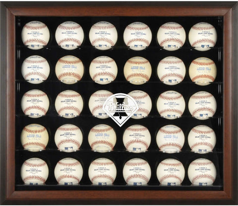 Phillies Logo Brown Framed 30-Ball Display Case - Fanatics