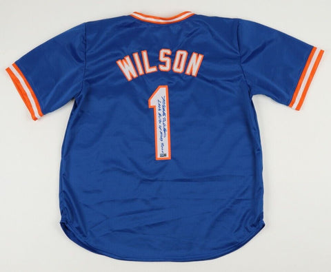 Mookie Wilson "Little Roller Up Along First" Signed New York Mets Jersey Steiner