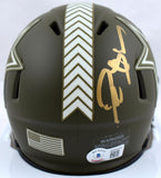 Deion Sanders Signed Cowboys Salute to Service Speed Mini Helmet-Beckett W Holo