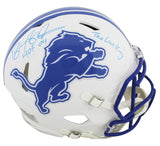 Lions Barry Sanders "2x Insc" Signed Flat White Proline F/S Speed Helmet BAS