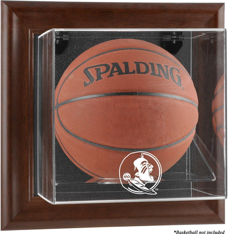 FSU Seminoles Logo Brown Framed Wall-Mountable Basketball Display Case
