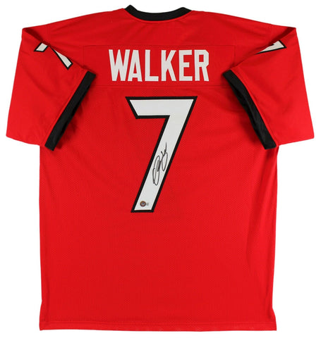 Georgia Quay Walker Authentic Signed Red Pro Style Jersey BAS Witnessed