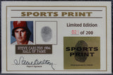 Phillies Steve Carlton Signed Thumbprint Baseball LE #'d/200 w/ Display Case BAS